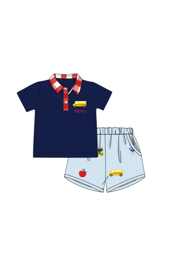 Embroidered School Days Polo Short Set - Image 4