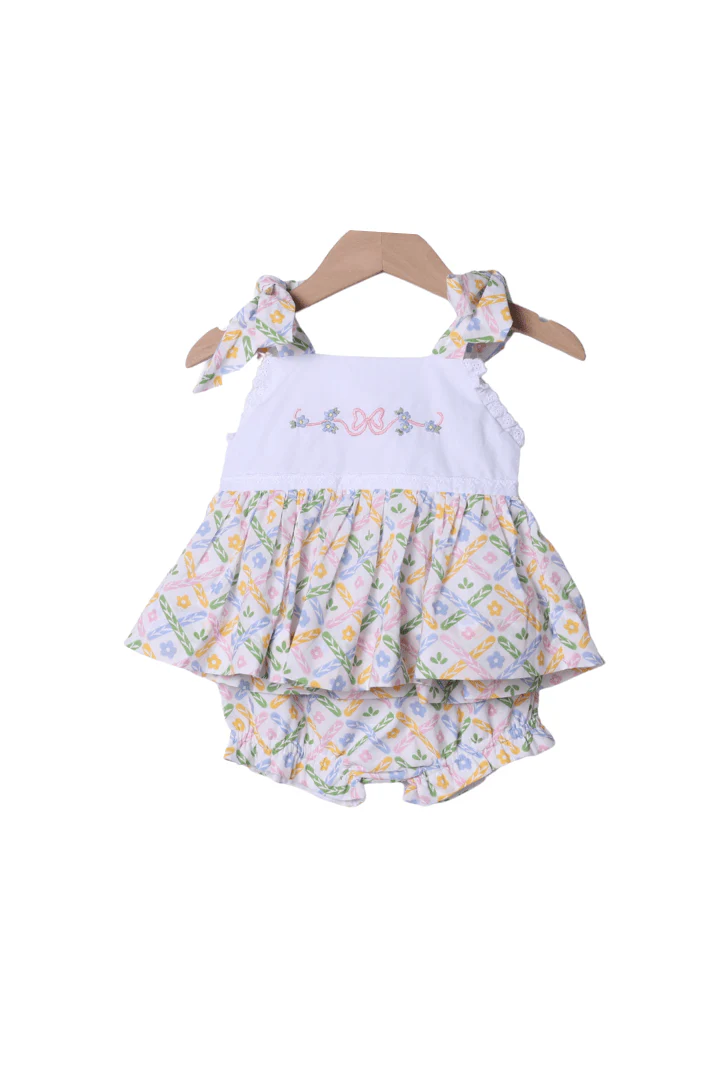 Hand Embroidered Sweet Colorful Floral Bloomer Set