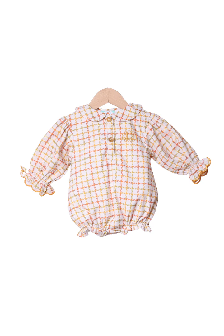 Fall Plaid Puff Sleeve Bubble