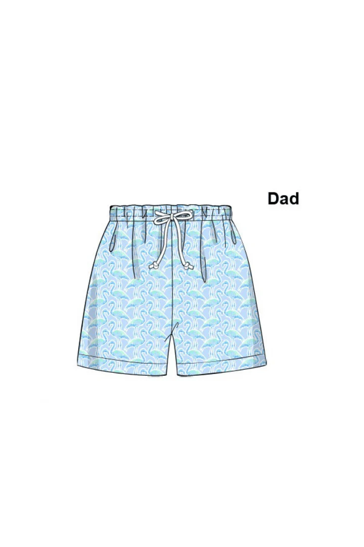 Flamingo Paradise Men's Swim Trunks - Image 2