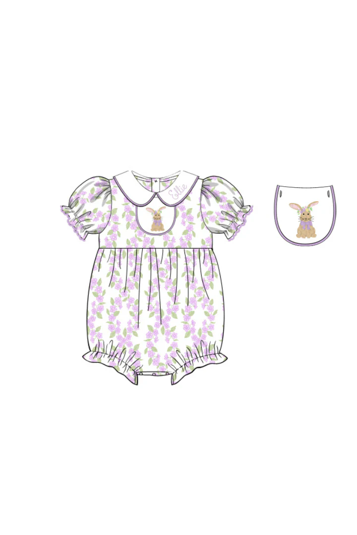 French Knot Bunny Removable Tab Lavender Floral Bubble - Image 3