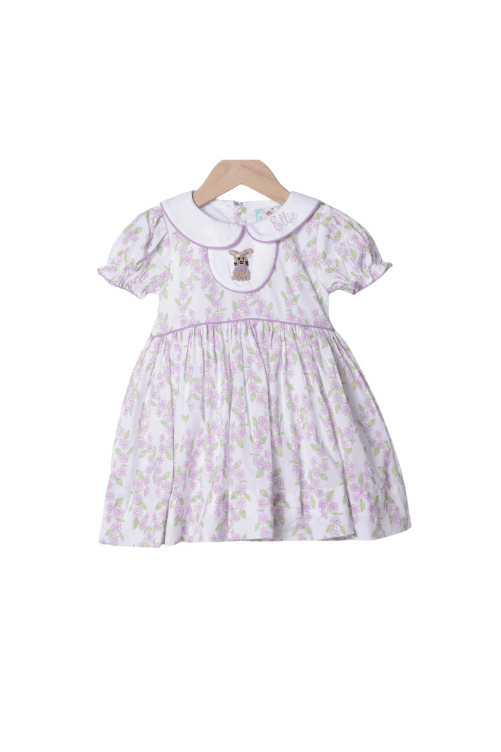French Knot Bunny Removable Tab Lavender Floral Dress - Image 2