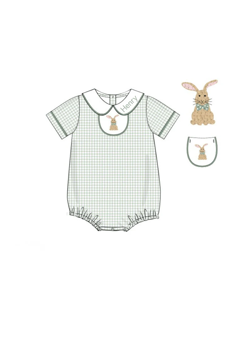 French Knot Bunny Removable Tab Sage Windowpane Bubble - Image 3