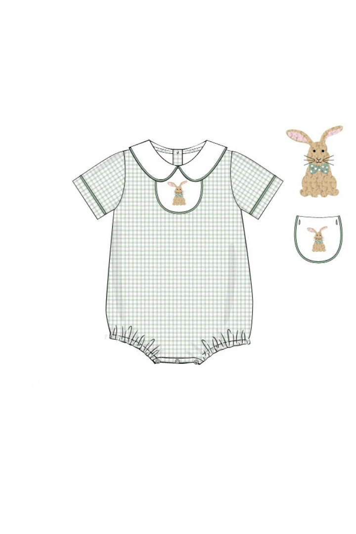 French Knot Bunny Removable Tab Sage Windowpane Bubble - Image 4