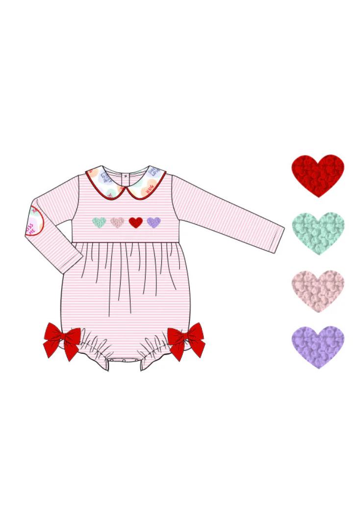 French Knot Candy Heart Pink Stripe Bubble - Image 3