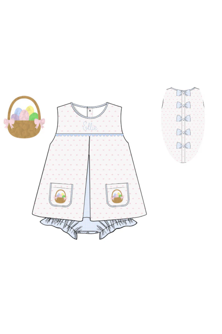 French Knot Easter Basket Swiss Dot Skirted Bubble - Image 3