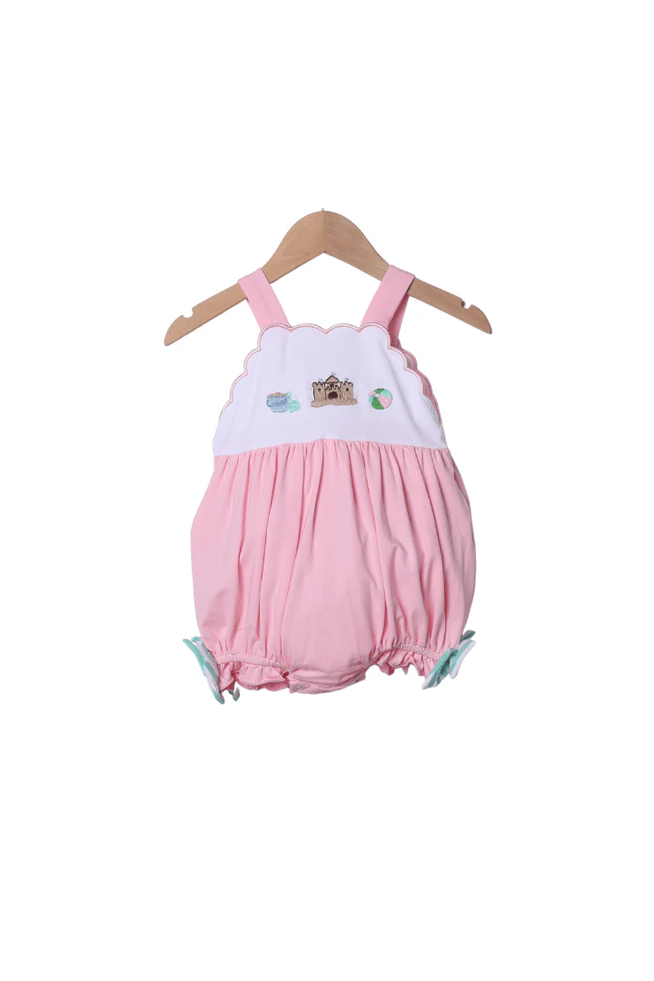 French Knot Sand Castle Fun Mint/Pink Stripe Bubble