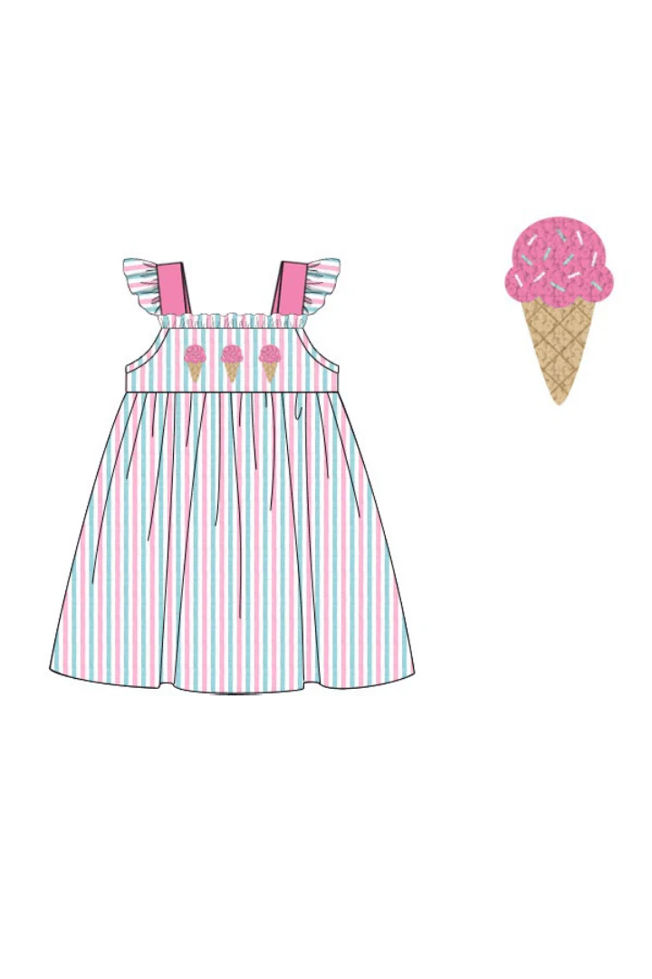 French Knot Ice Cream Seersucker Stripe Dress - Image 2