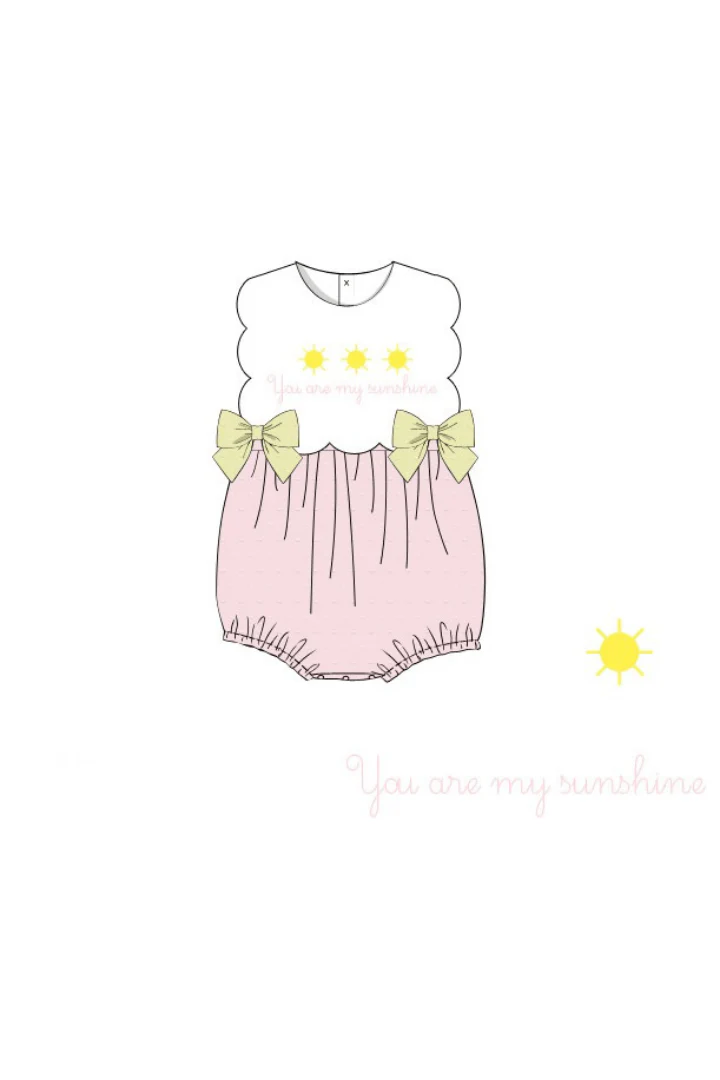 French Knot You Are My Sunshine Pink Swiss Dot Bubble - Image 2