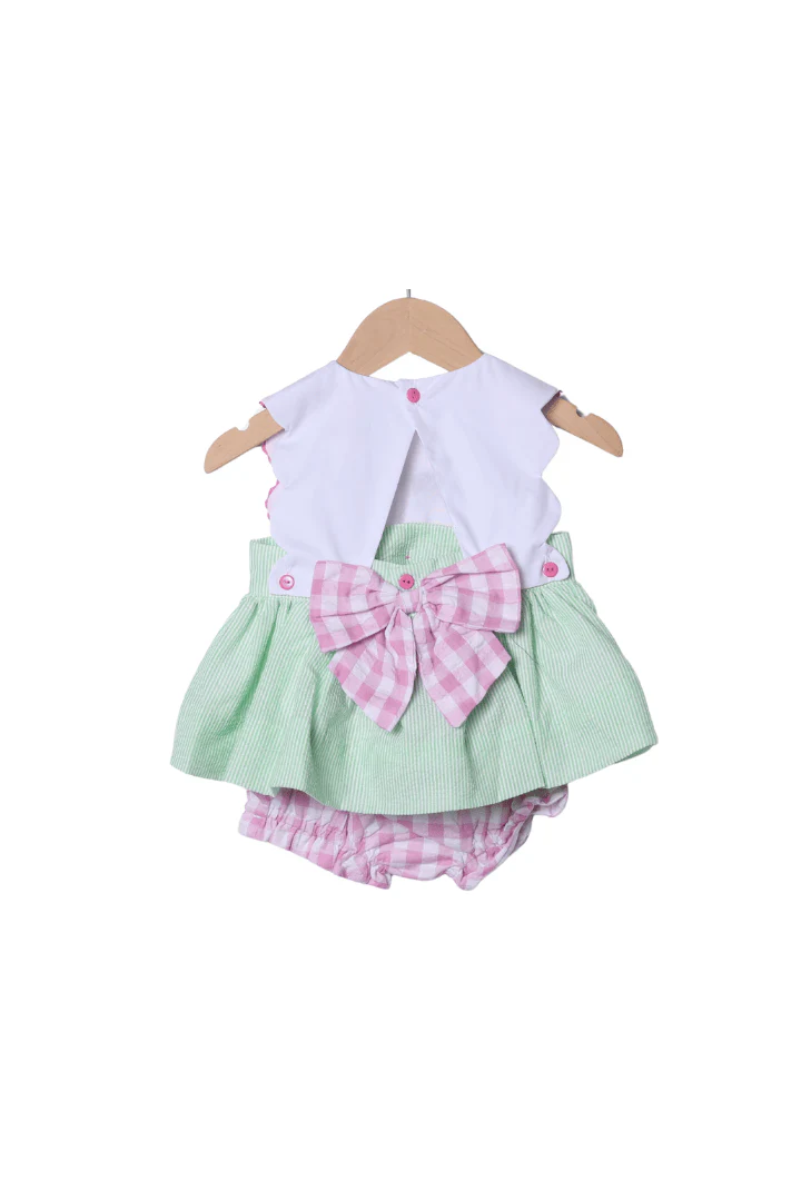 French Knot Zoo Friends Seersucker Bow Bloomer Set - Image 2