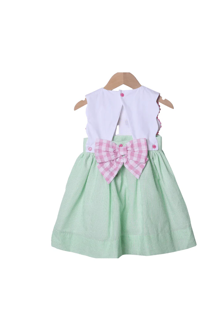 French Knot Zoo Friends Seersucker Bow Dress - Image 2