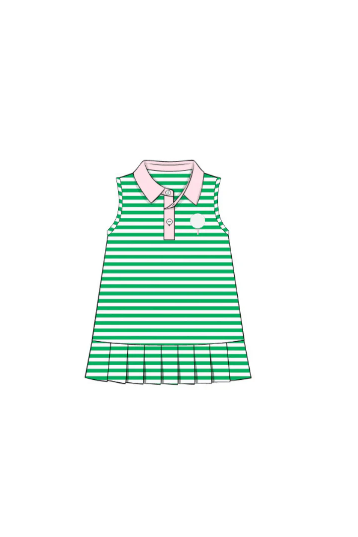 Green Stripe Knit Golf Dress - Image 2