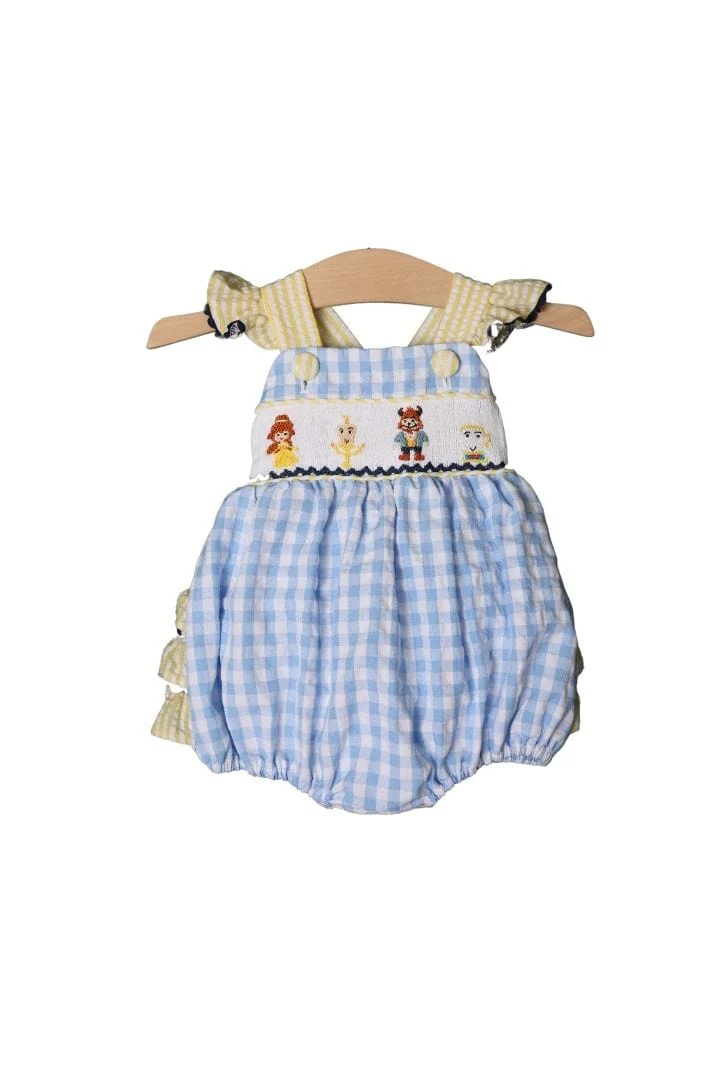 Smocked Beauty and Friends Blue Gingham Seersucker Bubble