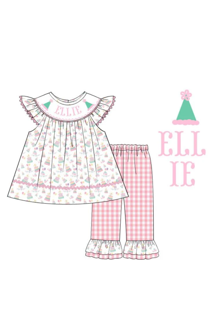 Pre-Order Hand Smocked Custom Name Birthday Set-Short Sleeve