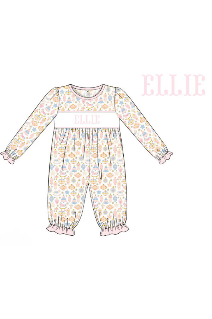 Pre-Order Hand Smocked Custom Name Holly Day Romper