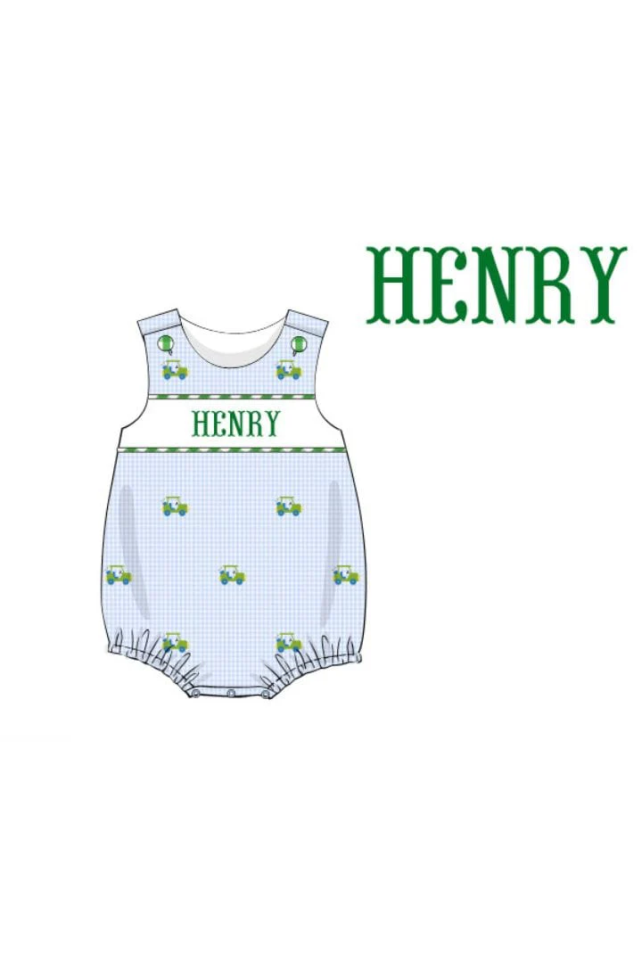 Pre-Order Hand Smocked Custom Name Golf Cart Bubble