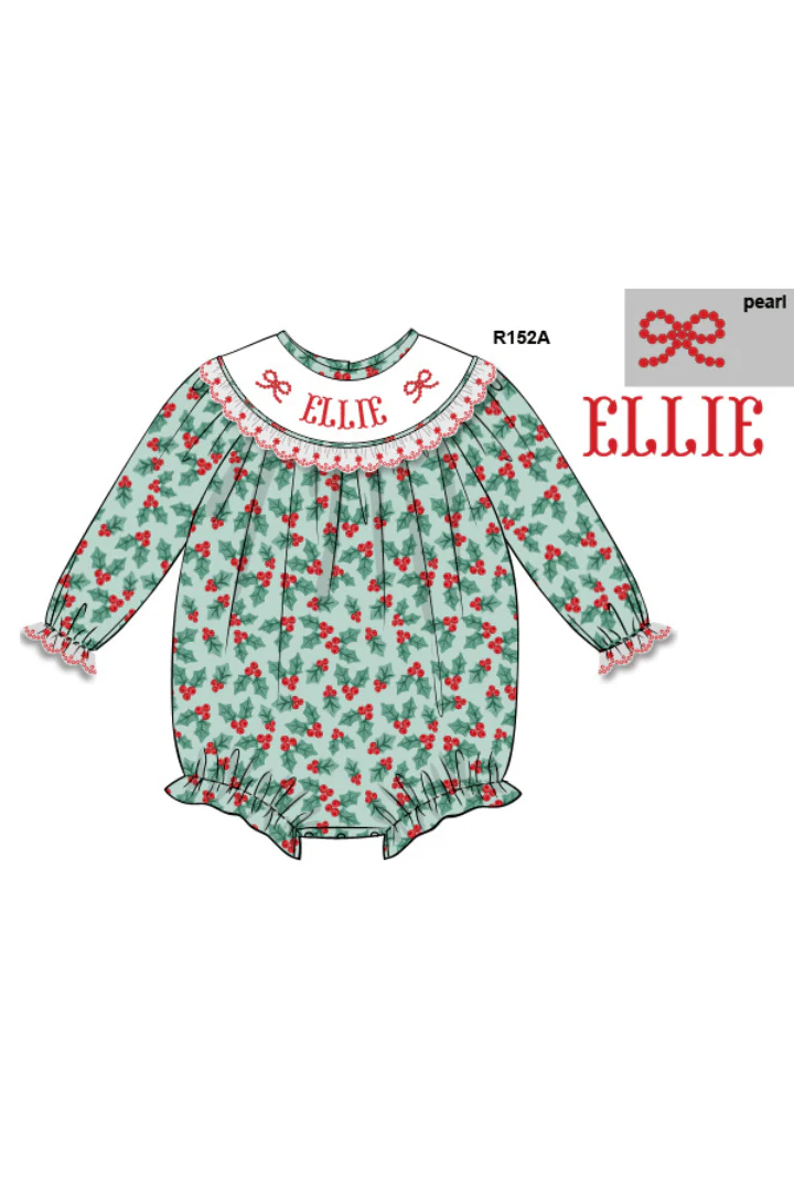 Pre-Order Hand Smocked Custom Name Holly Honeycomb Bubble