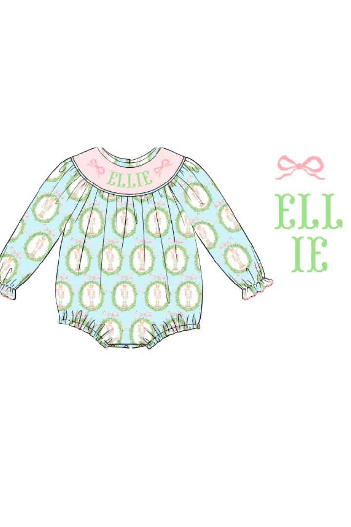 Pre-Order Hand Smocked Custom Name Nutcracker Bubble