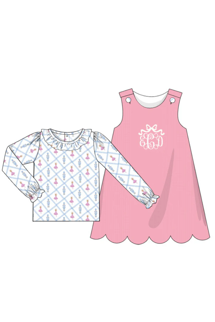 Pre-Order Hand Smocked Custom Name Nutcracker Corduroy Dress Set