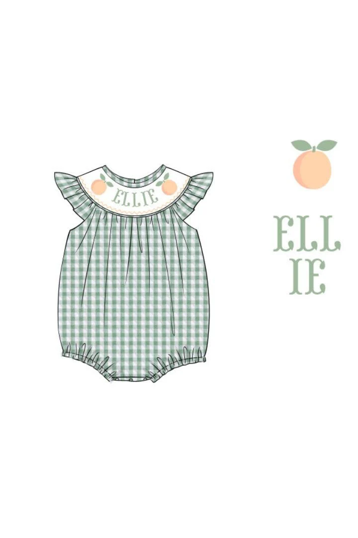 Pre-Order Hand Smocked Custom Name Peach Bubble