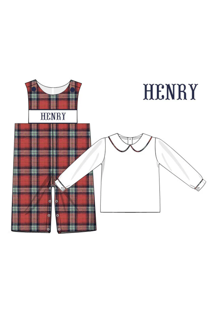 Pre-Order Hand Smocked Custom Name Tartan Plaid Longall