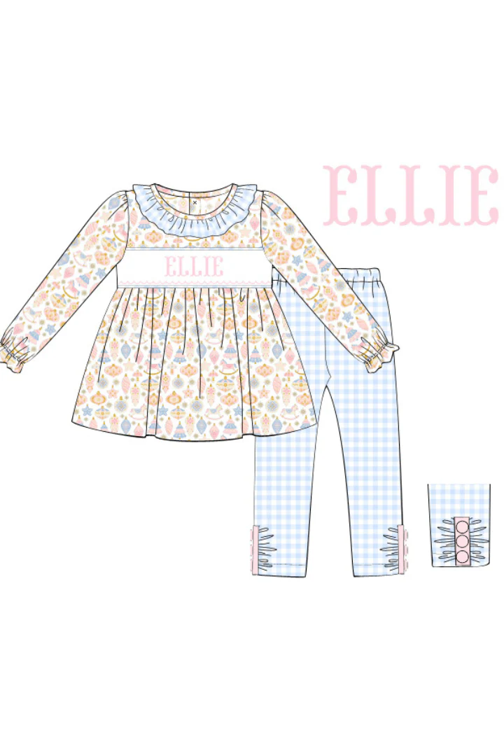 Pre-Order Hand Smocked Custom Name Vintage Christmas Knit Pant Set