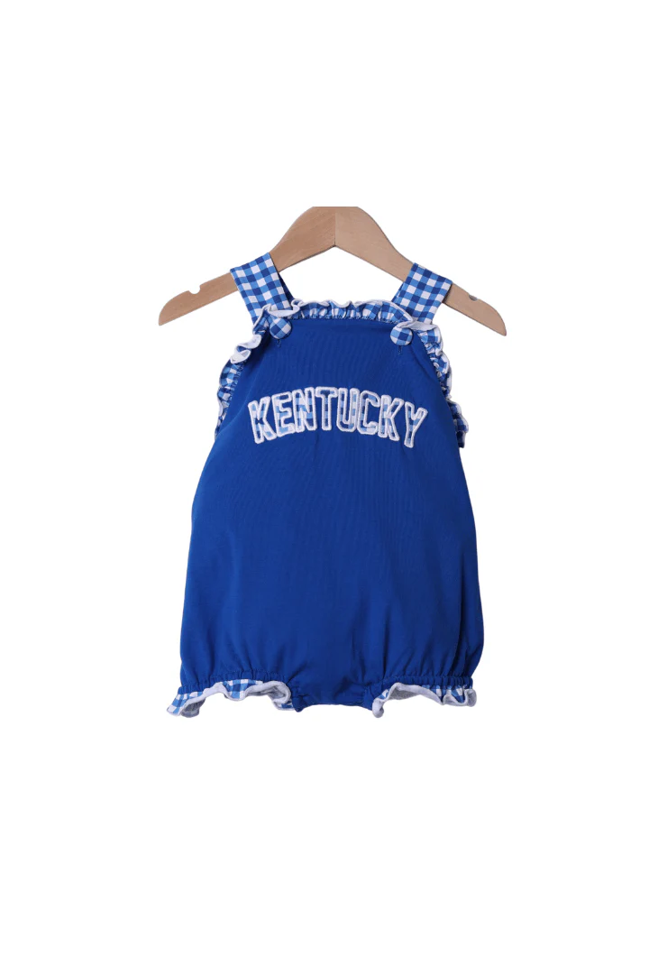 Kentucky Blue Gingham Knit Sunsuit