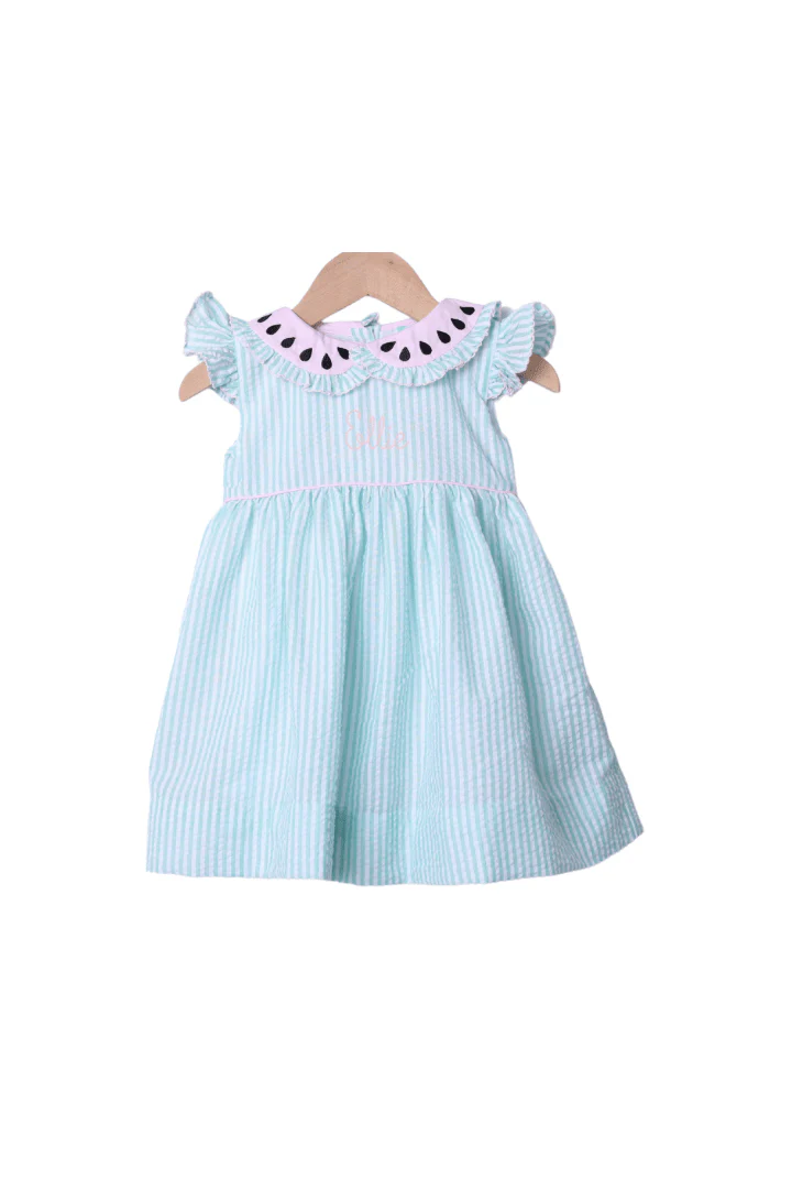 Mint Seersucker Watermelon Dress