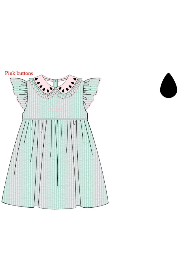 Mint Seersucker Watermelon Dress - Image 2