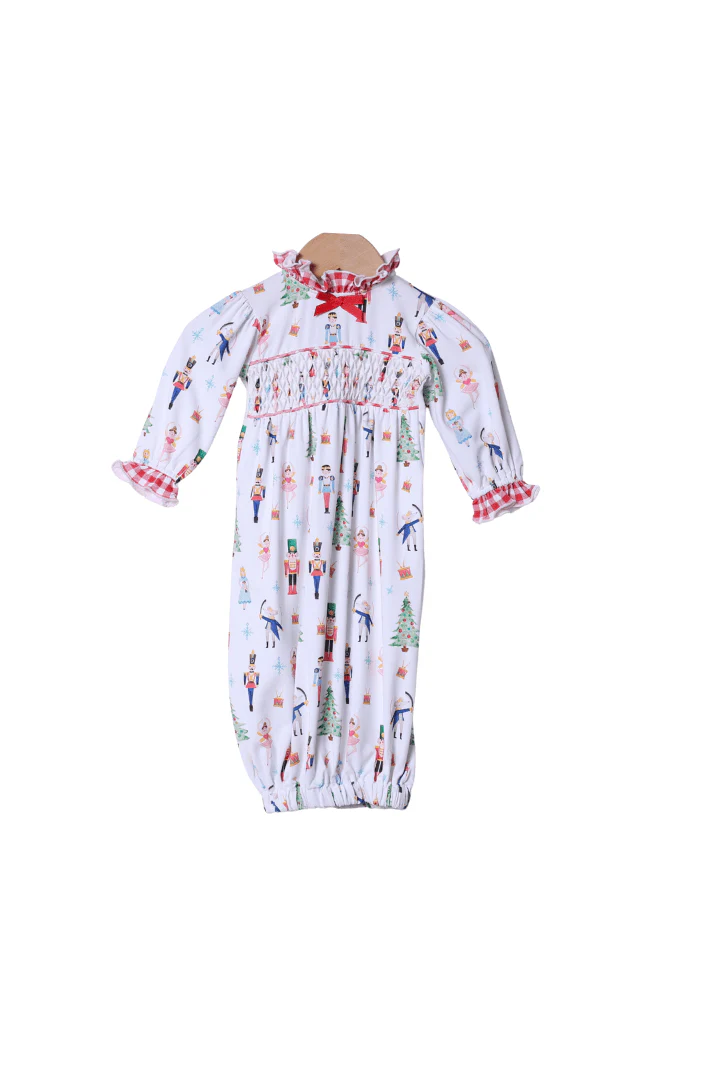 Smocked Nutcracker Layette Gown