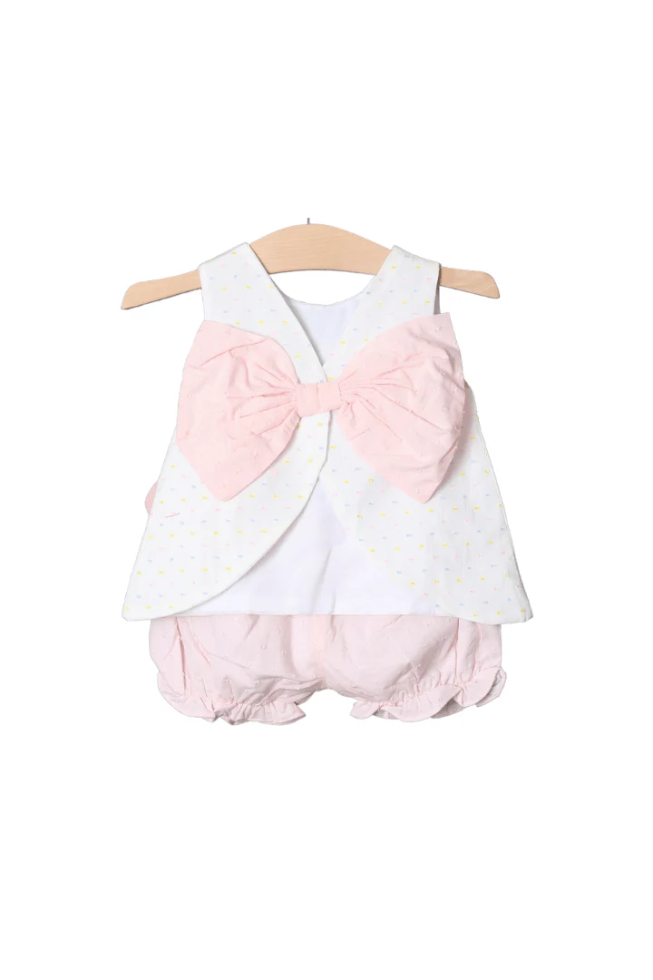 Pastel Swiss Dot Applique Castle Bow Set - Image 2