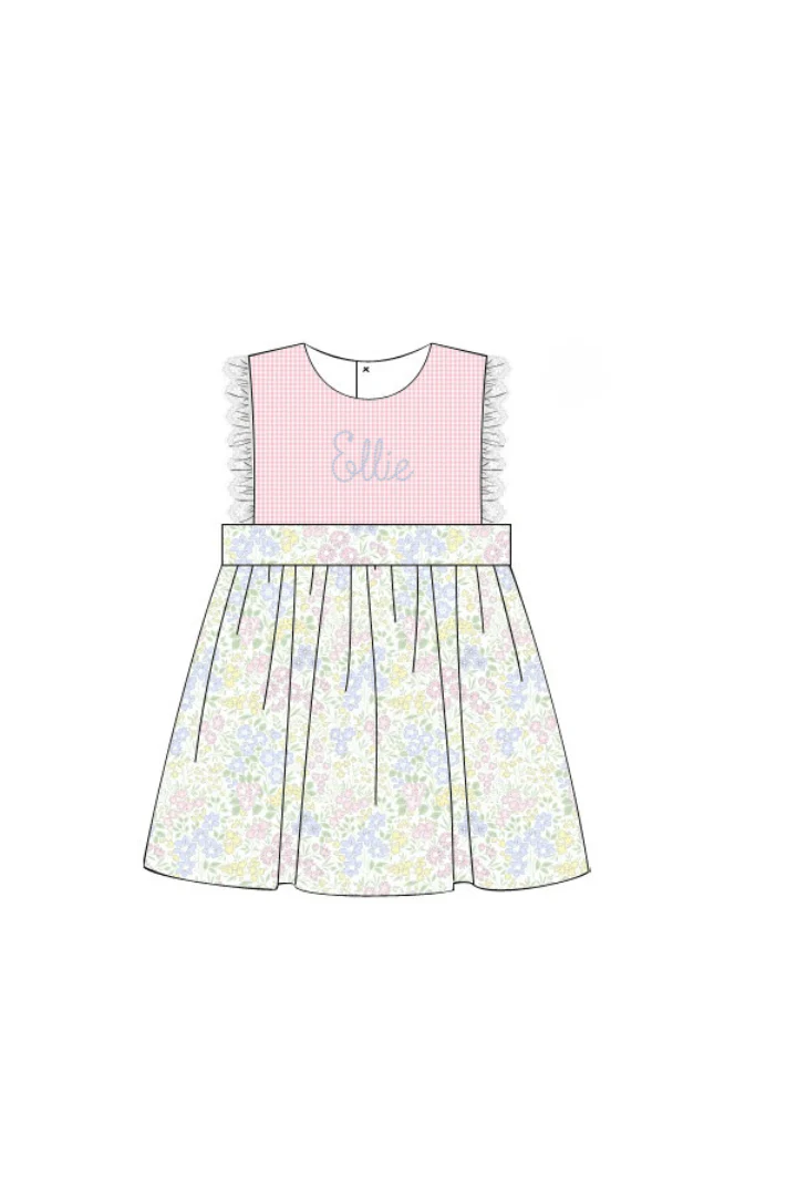 Pink and Blue Floral Dress - Image 2