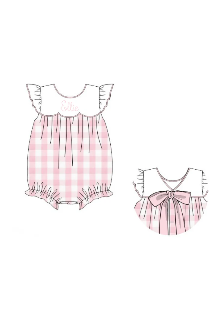 Pink Buffalo Check Ruffle Bow Bubble - Image 3