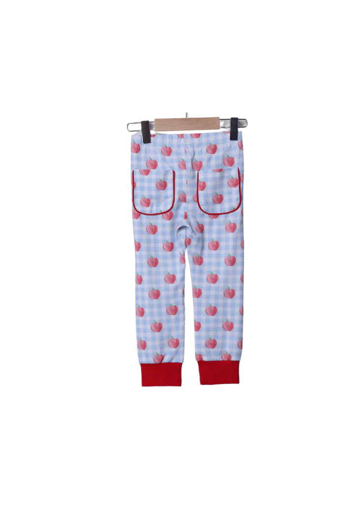 Blue Gingham Apple Knit Pajamas - Image 5