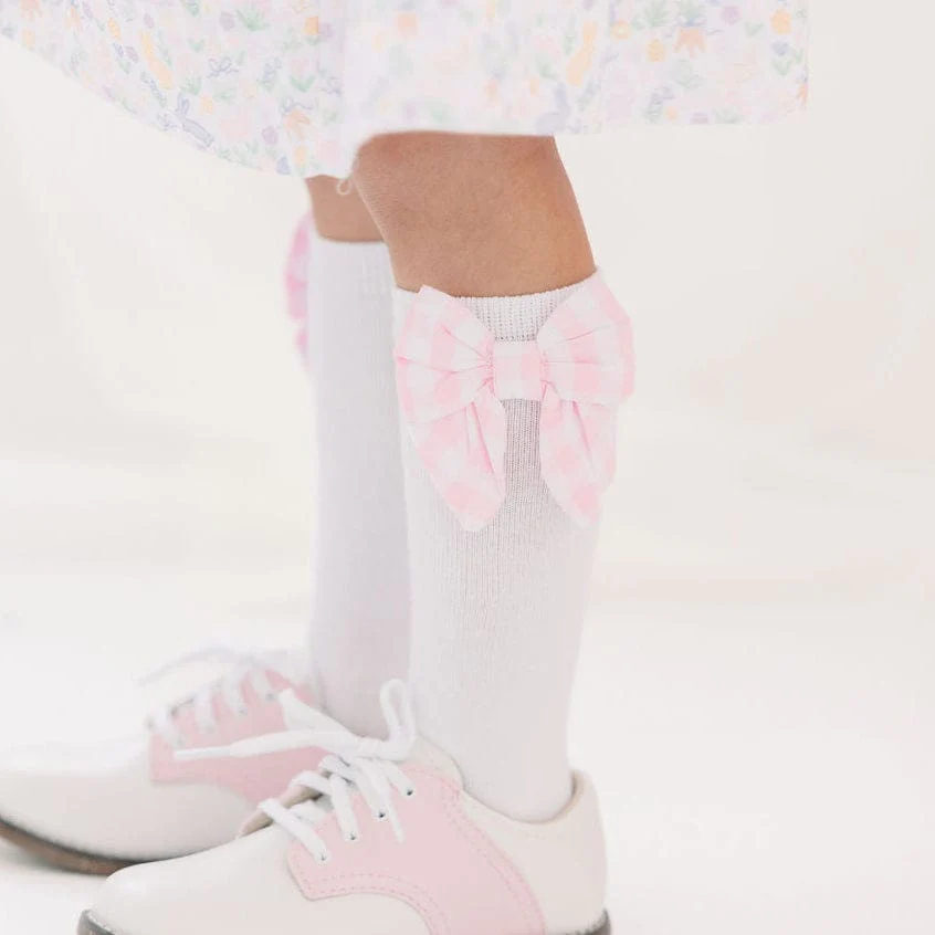 Pink Gingham Bow Socks - Image 2