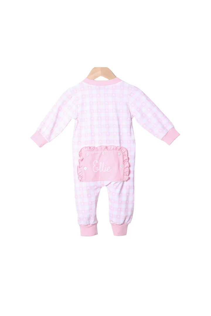Pink Gingham Easter Lounge Romper - Image 2