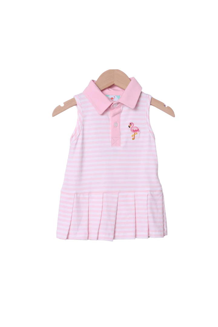 Pink Stripe Flamingo Tennis Dress