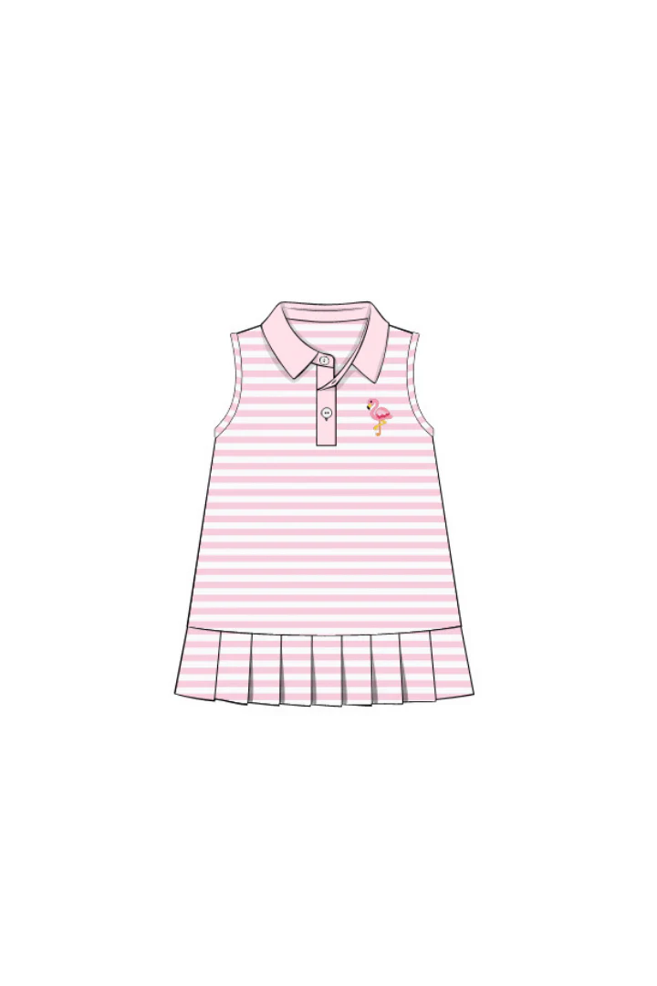 Pink Stripe Flamingo Tennis Dress - Image 2