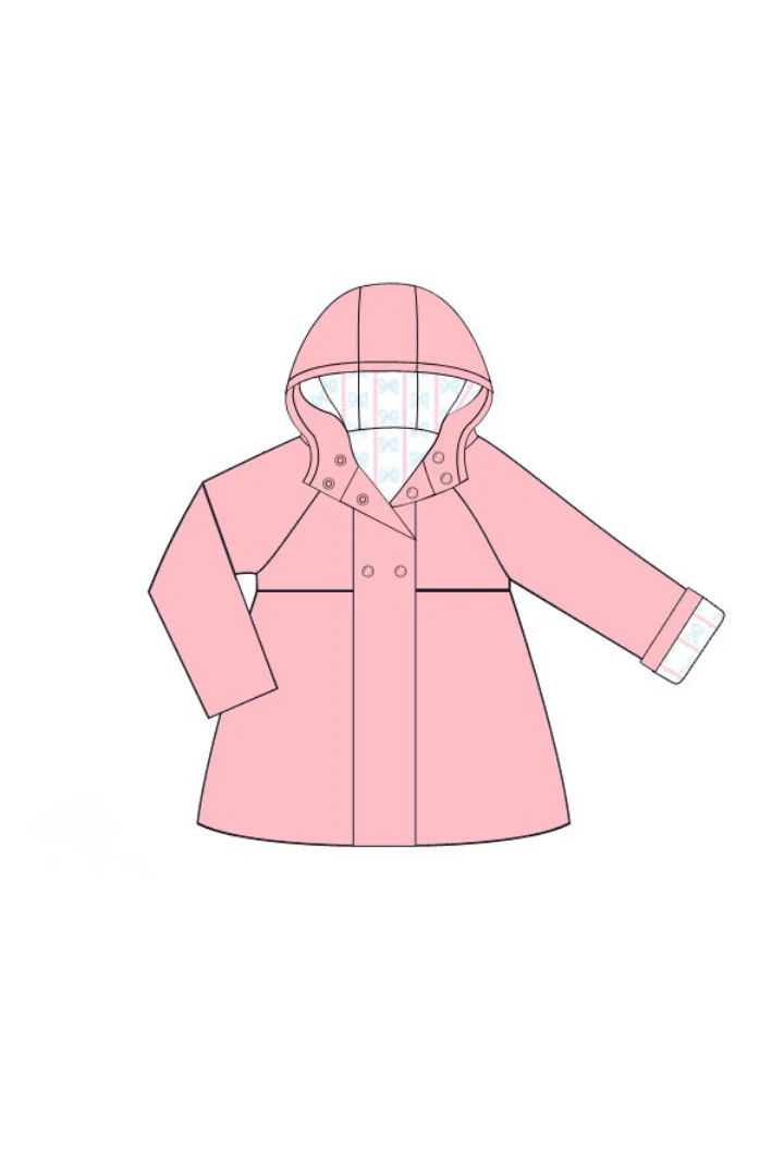 Pink Sweet Scalloped Bow Raincoat - Image 4
