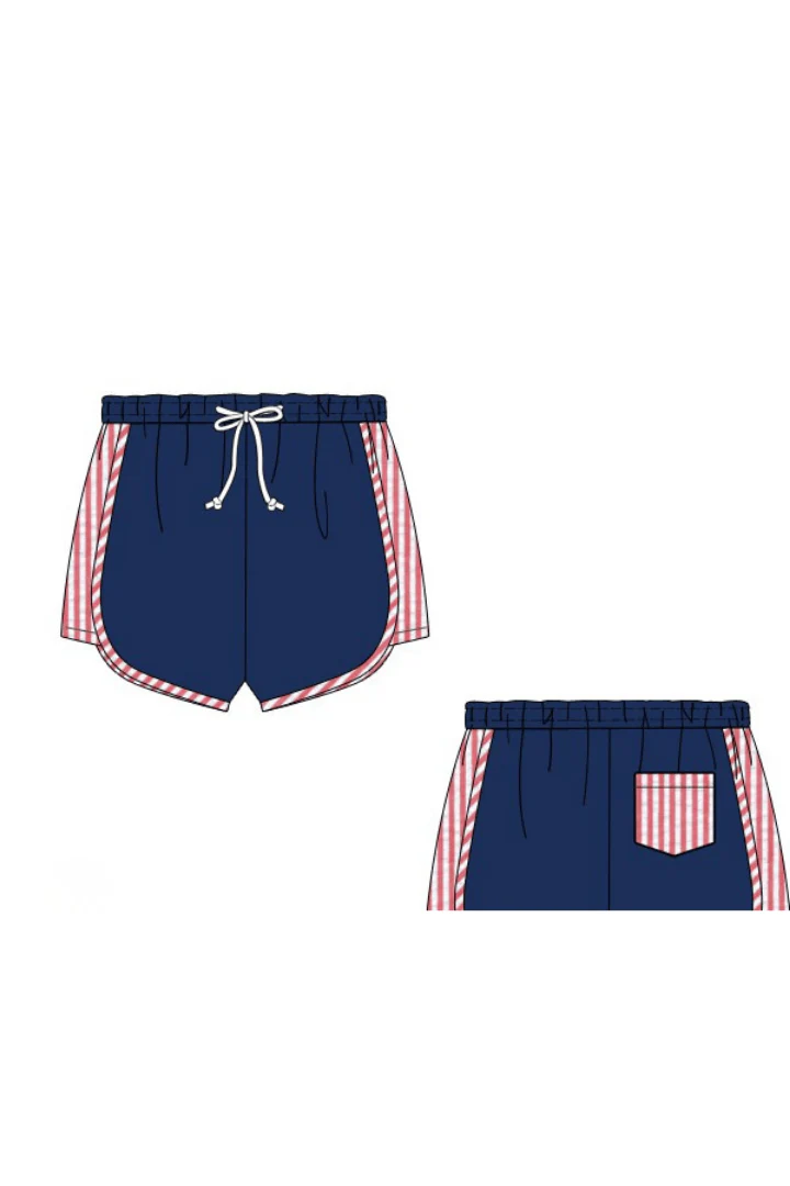 Red, White and Blue Seersucker Swim Trunks - Image 4