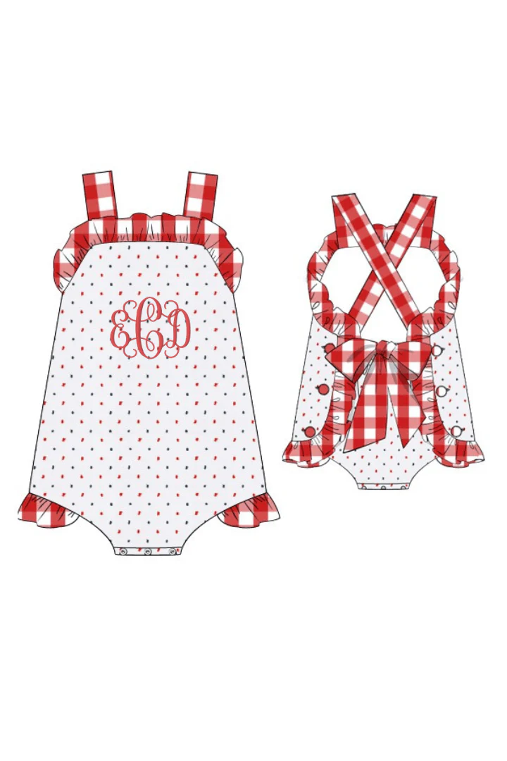 Red, White and Blue Swiss Dot Sun Suit - Image 2