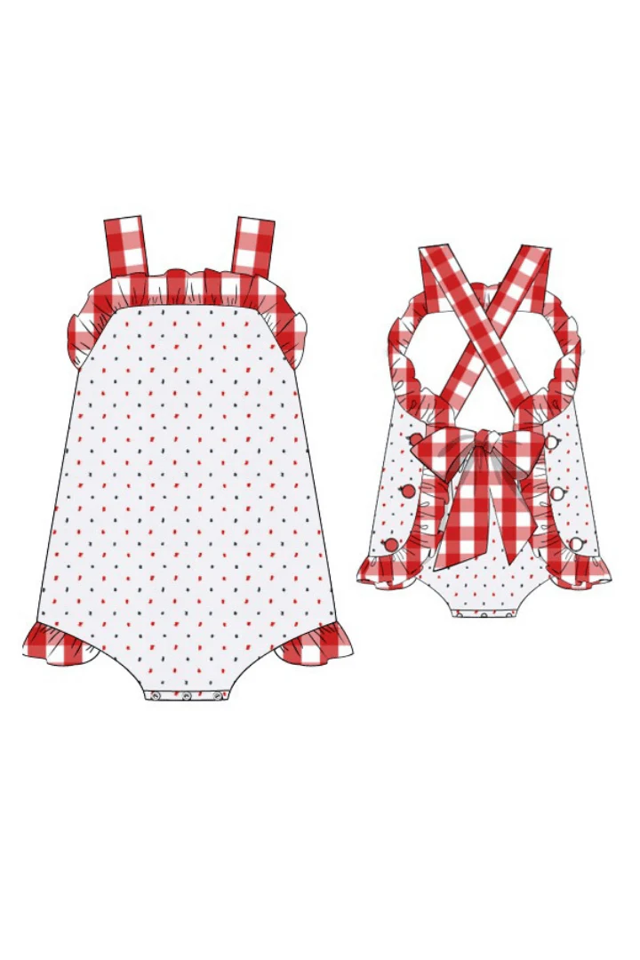 Red, White and Blue Swiss Dot Sun Suit - Image 3