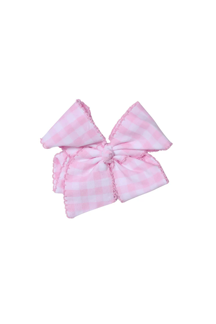 Scalloped Edge Pink Gingham Bow