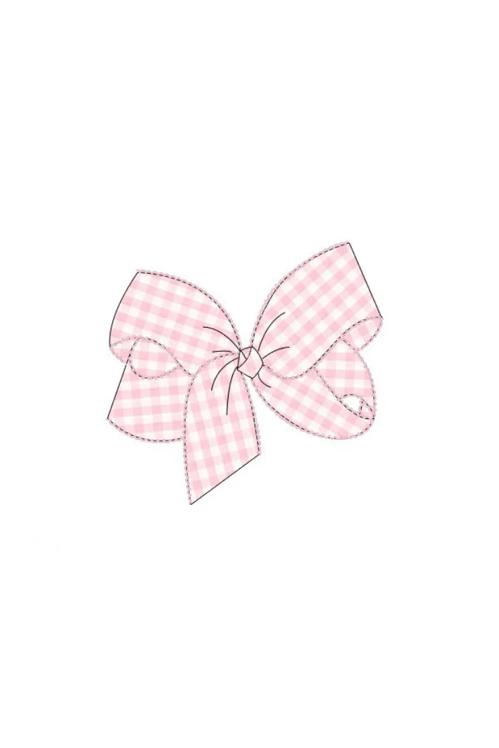 Scalloped Edge Pink Gingham Bow - Image 2
