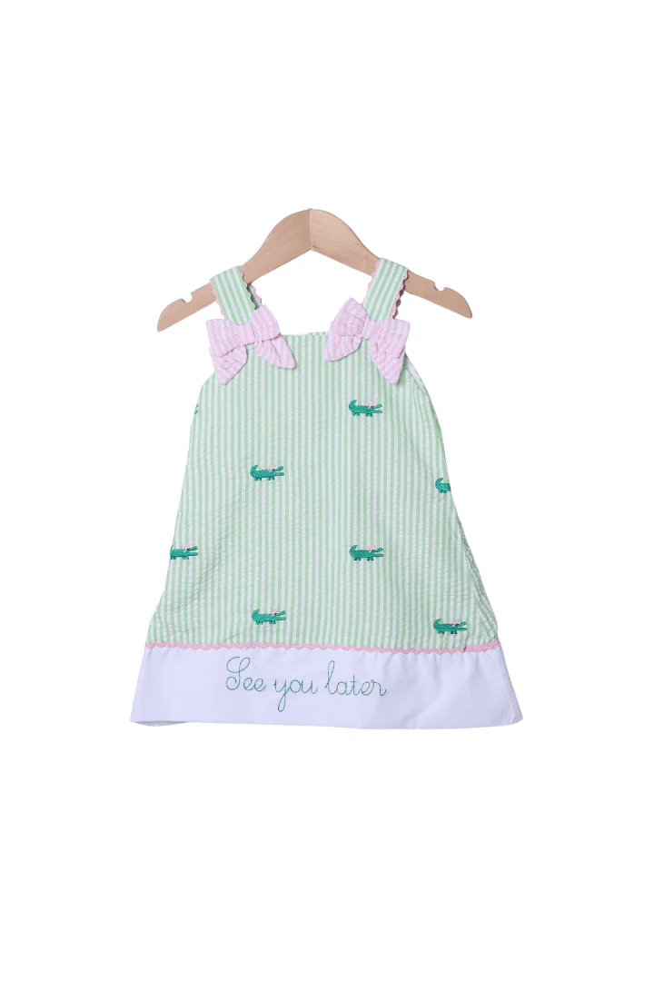See You Later, Alligator Seersucker Bow Dress