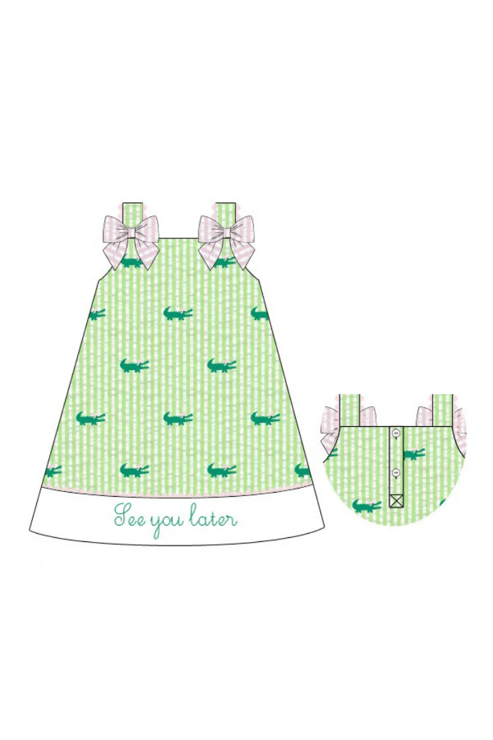 See You Later, Alligator Seersucker Bow Dress - Image 3