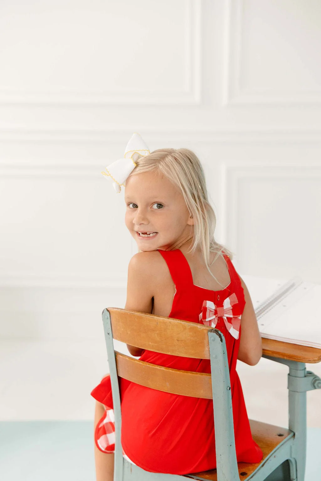 Smocked ABC Red Gingham Short Set - Image 3