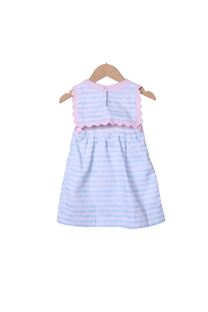 Smocked Beach Fun Pink/Blue Stripe Dress - Image 2