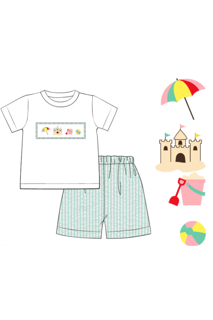 Smocked Beachy Beachy Seersucker Short Set - Image 2