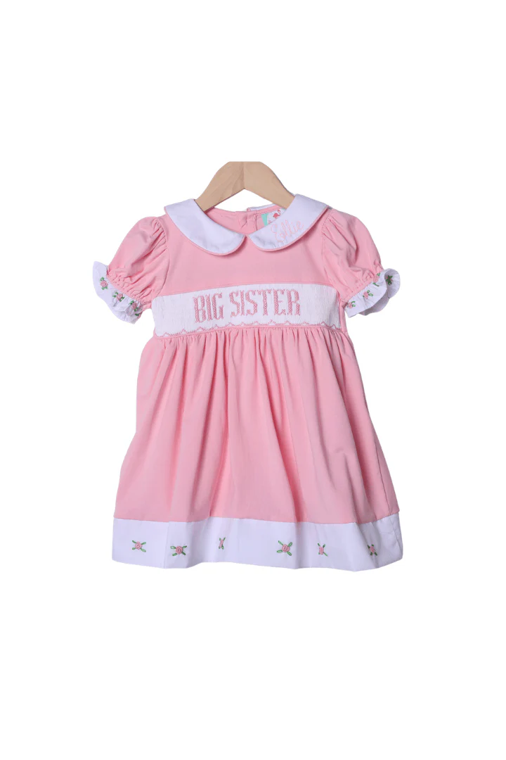 Smocked Big Sister Floret Pink Knit Dress